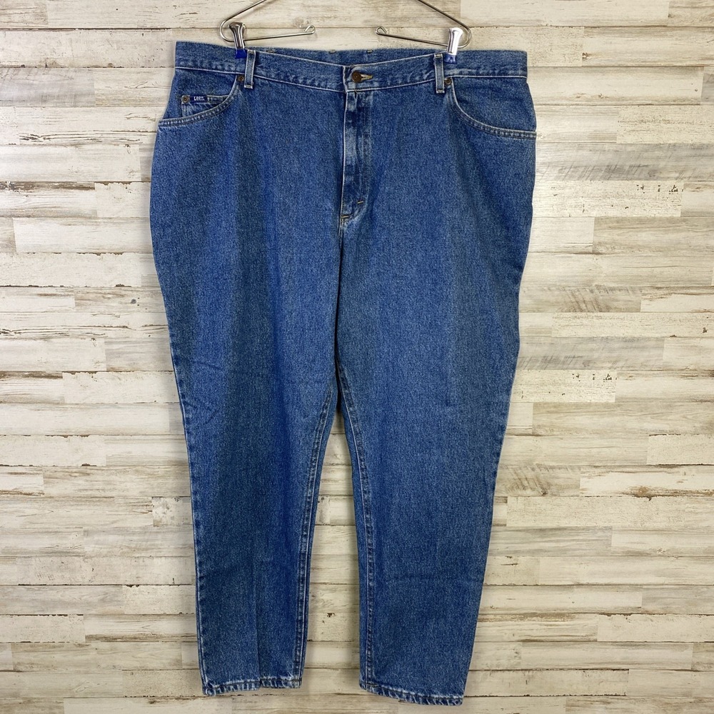 VTG Lee Jeans Women 24W/M Blue Denim Made In USA 100% Cotton High Rise Tapered